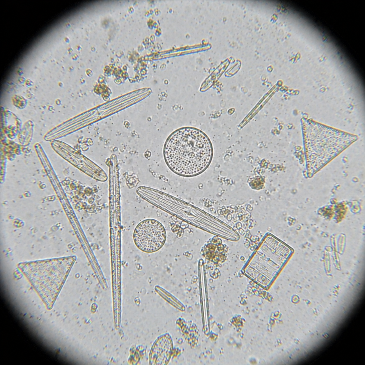 Diatoms microscope view